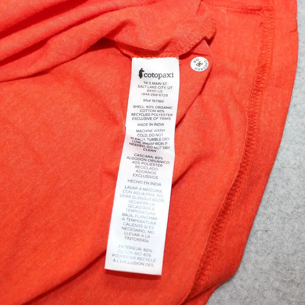 Cotopaxi Shirt Mens Large Orange Do Good Repeat Graphic Organic Tagless Tee